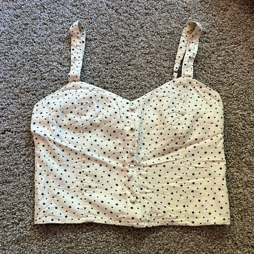 Abercrombie & fitch white star crop top XS